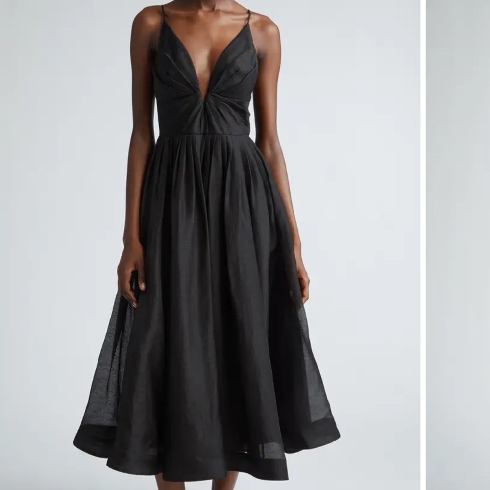 Zimmermann Black Plunge Neck Midi dress size 3 large